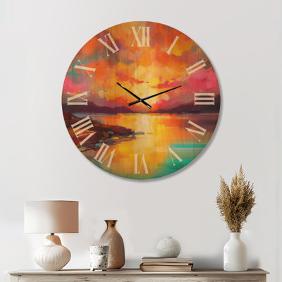 Sunset with Colorful Reflections II – Oversized Beach Wooden Wall Clock