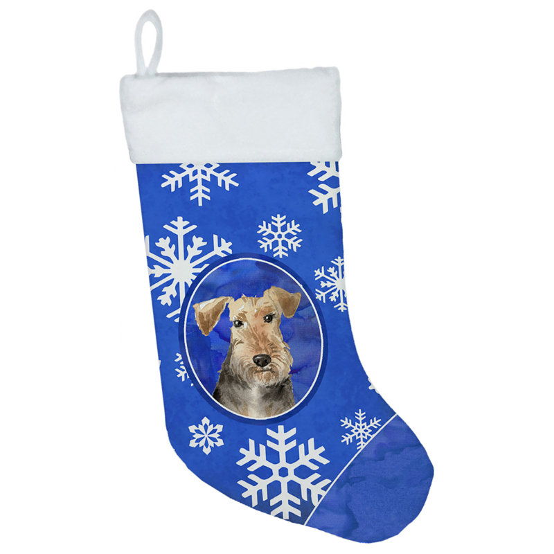 Chaussette de noël winter flocons de noël, Terrier brun