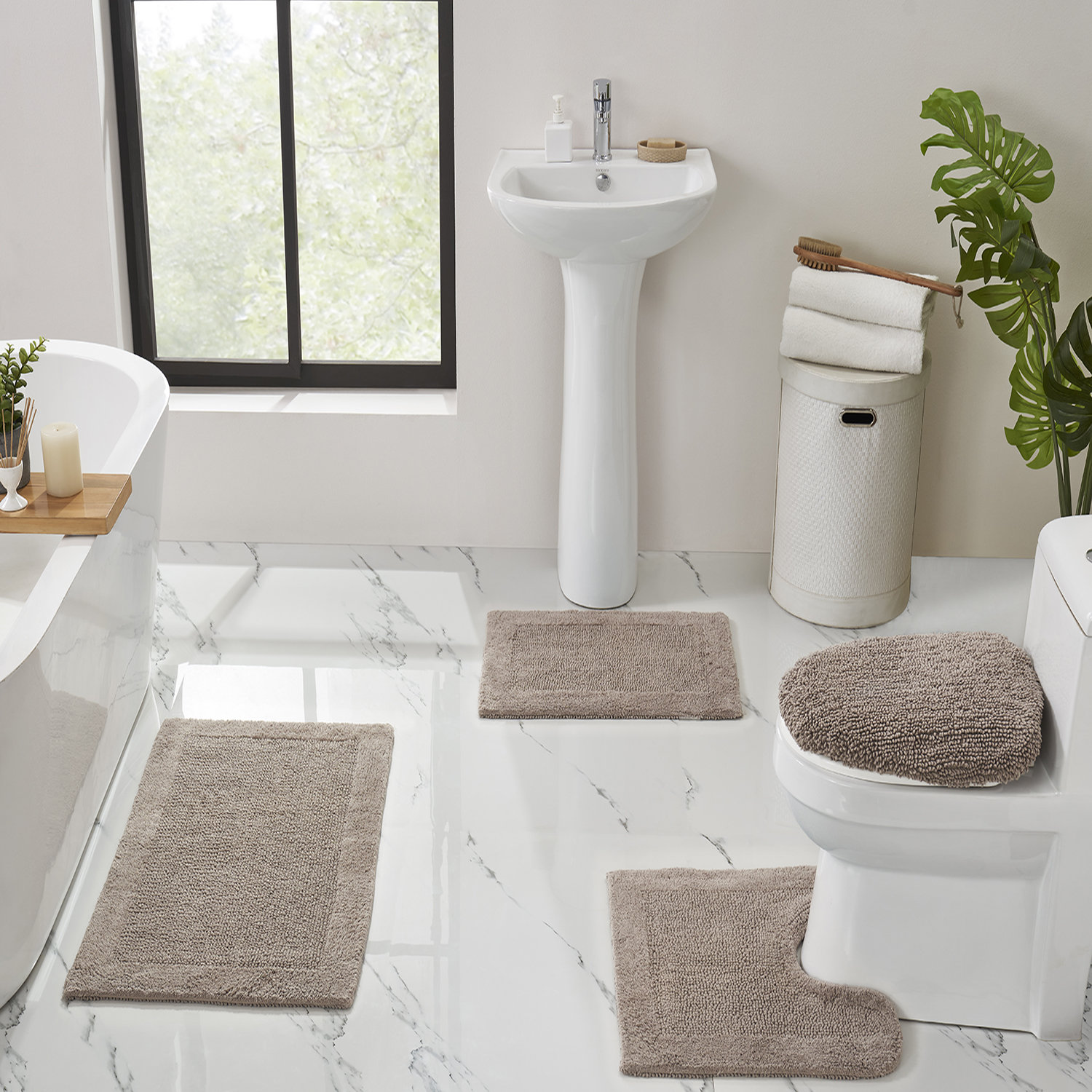 4PC/Set Non Slip Bathtub Mat Bathroom Mat Rug Plastic Bath Shower Floor  Carpet
