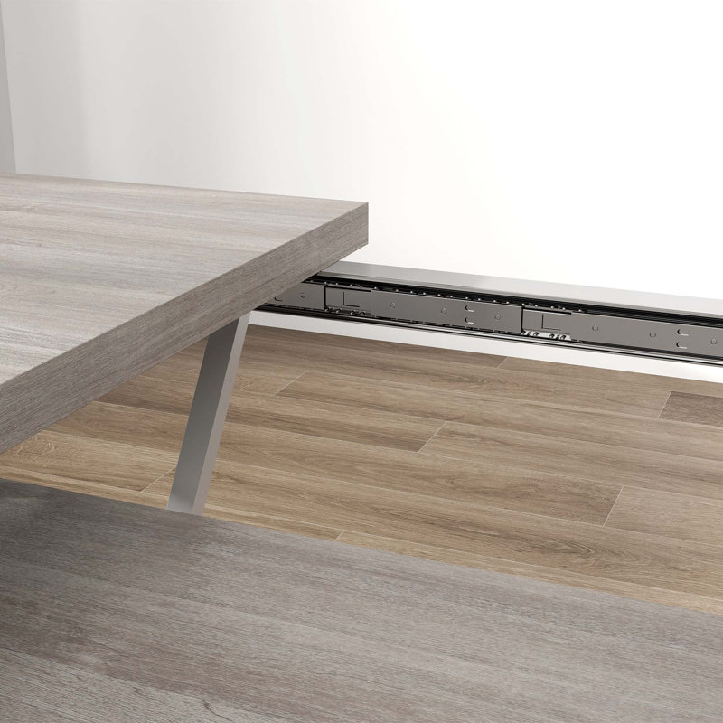 Table de salle à manger extensible Nordic avec base en tréteaux robuste, Gris
