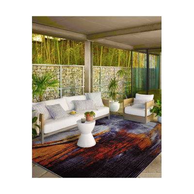 Splashed Paint Themed Woven Base Washable Rug