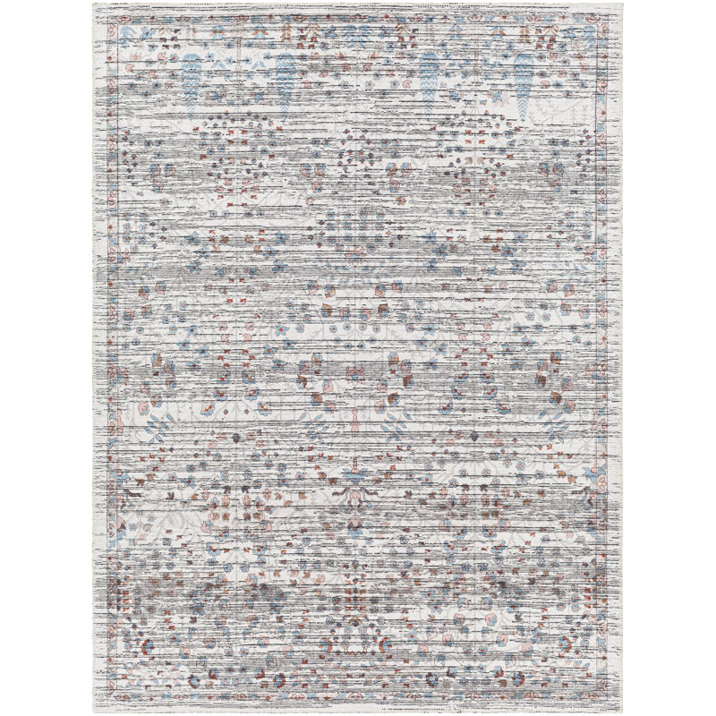 Arrae Blue Machine Washable Area Rug, Rectangle 9'10" x 13'