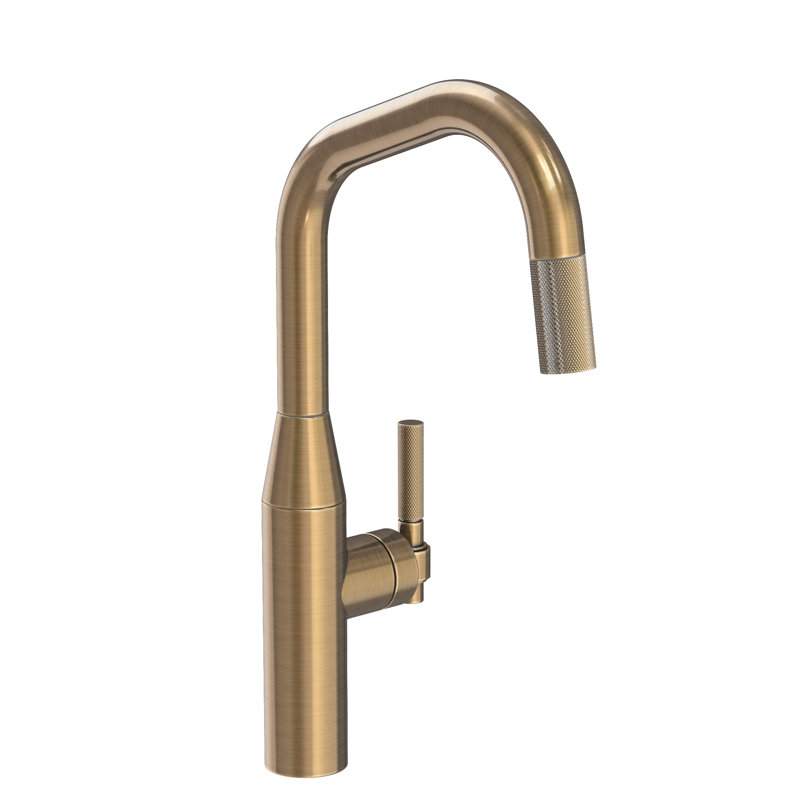 Muncy Single Handle Pull Down Kitchen Faucet, Antique Brass