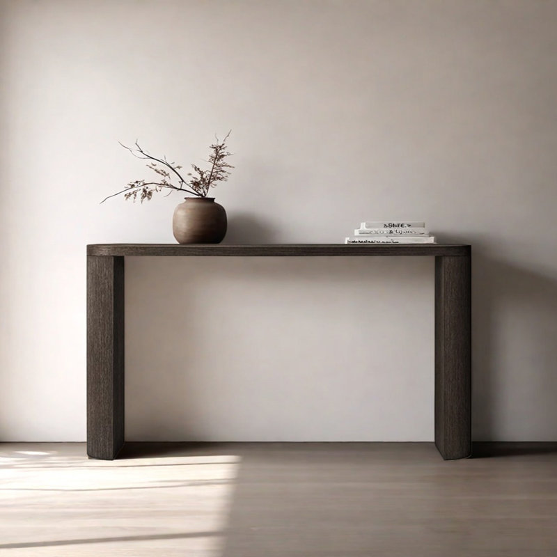 Console de style champêtre, H 33,86 po x l 59,84 po x P 11,81 po, Marron foncé