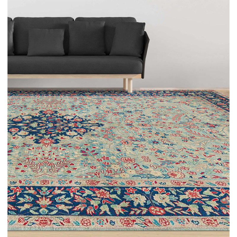 Hand-Knotted High-Quality Blue Area Rug