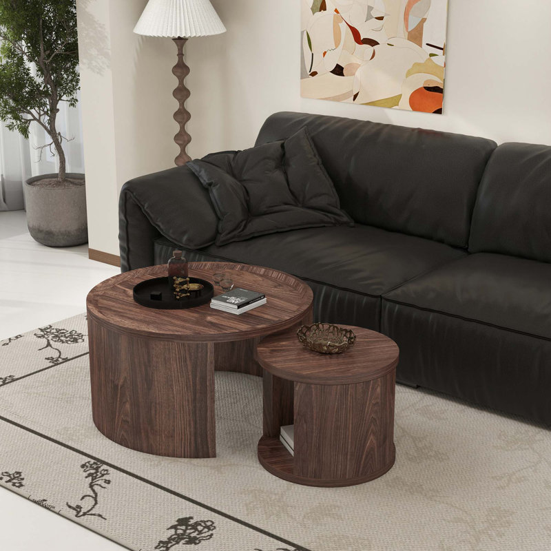 Ensemble de tables basses Minimalist, Brun