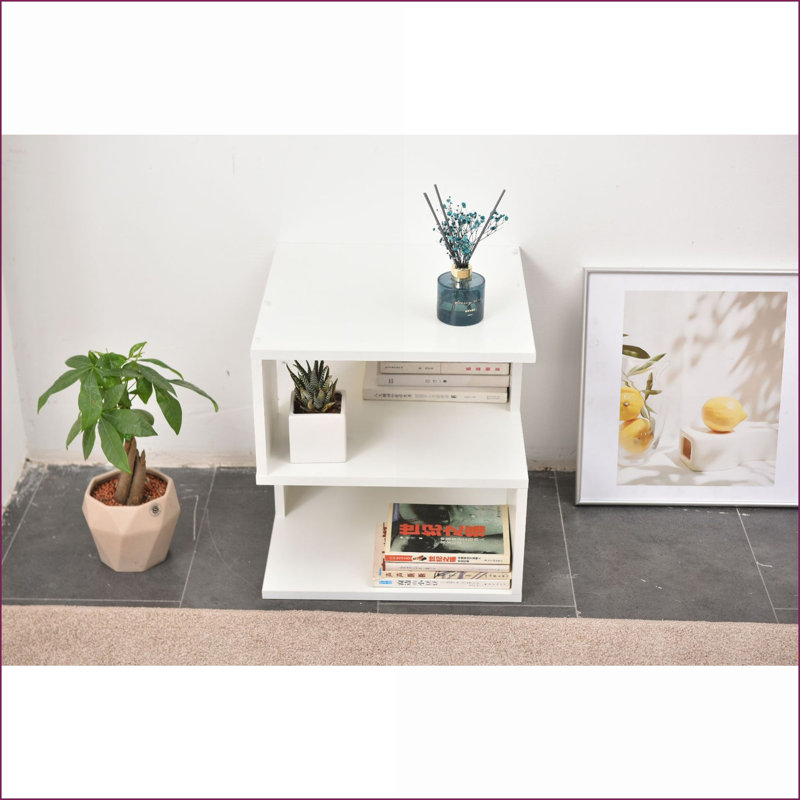 Bibliothèque, minimaliste moderne à double couche | Crème / blanc | Bois d'ingénierie