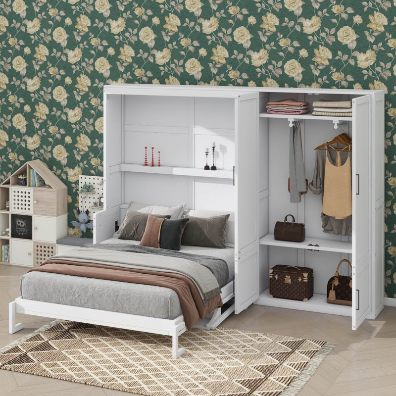 Grand lit escamotable mural avec placard