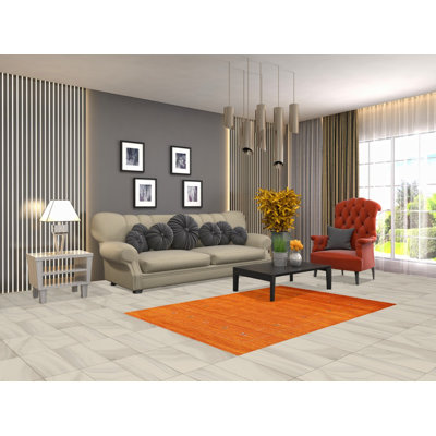 Tapis tribal orange en laine Gabbeh