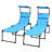 Outsunny 2 Pcs Outdoor Lounge Chair, Adjustable Backrest Folding Chaise Lounge, Cushioned Tanning Chair W/Sunshade Roof & Pillow Headrest For Beach, Camping, Hiking, Light Blue-1543657591-1543657586