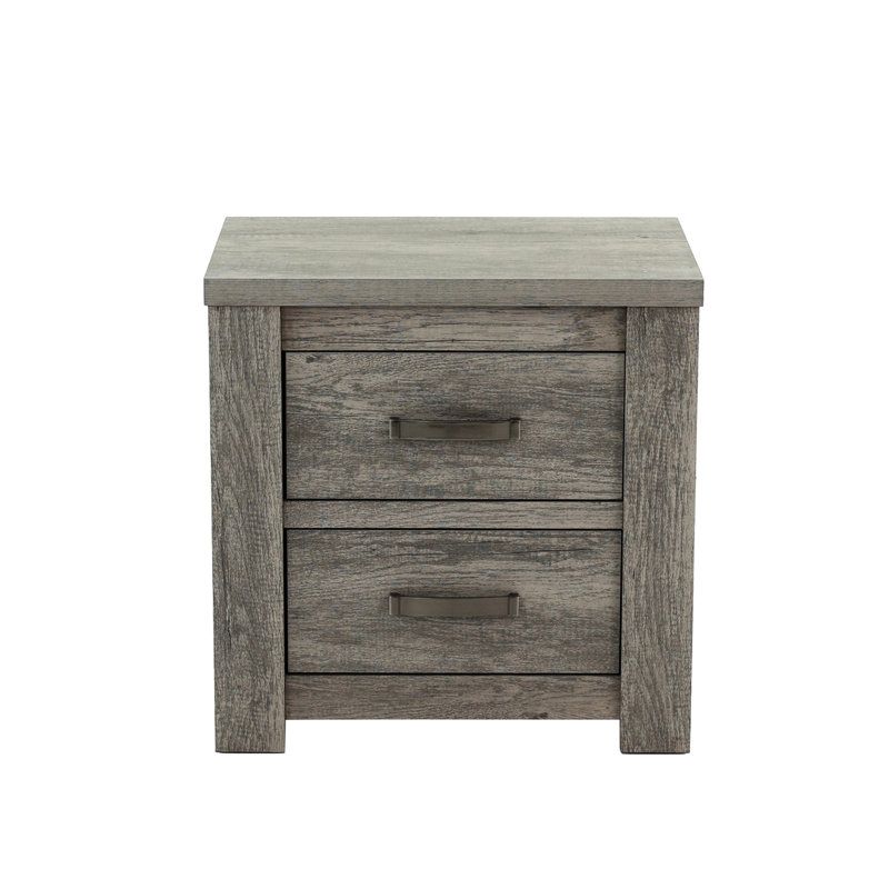 Table de chevet de la chambre à coucher 2 en gris élégant avec un cadre solide et une finition attrayante