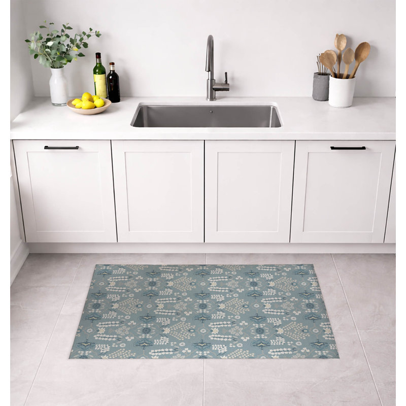 Tapis de cuisine à profil bas Zoey, Bleu, Rectangulaire 2 pi x 3 pi