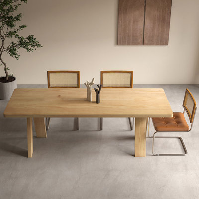 Burlywood Rectangular Solid Wood Dining Table