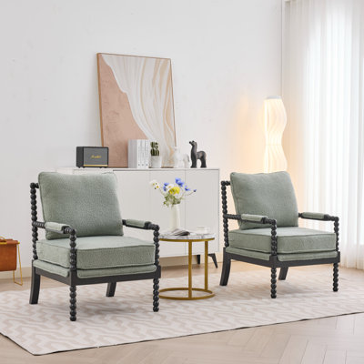 Accent Chair With Turned Wood And Solid Frame