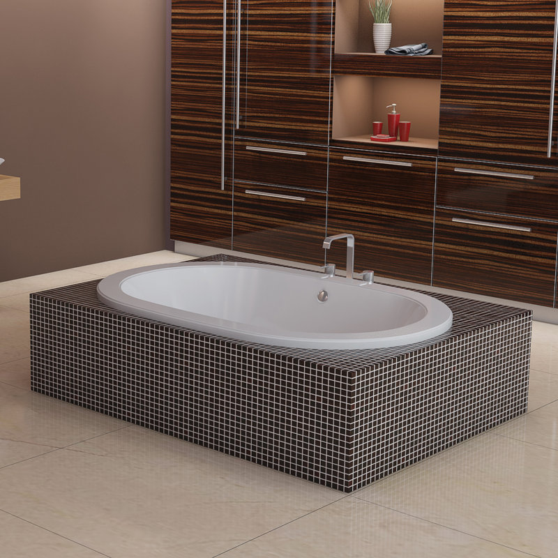 Waikki 66" x 44" Drop In Combination Acrylic Bathtub, Biscuit