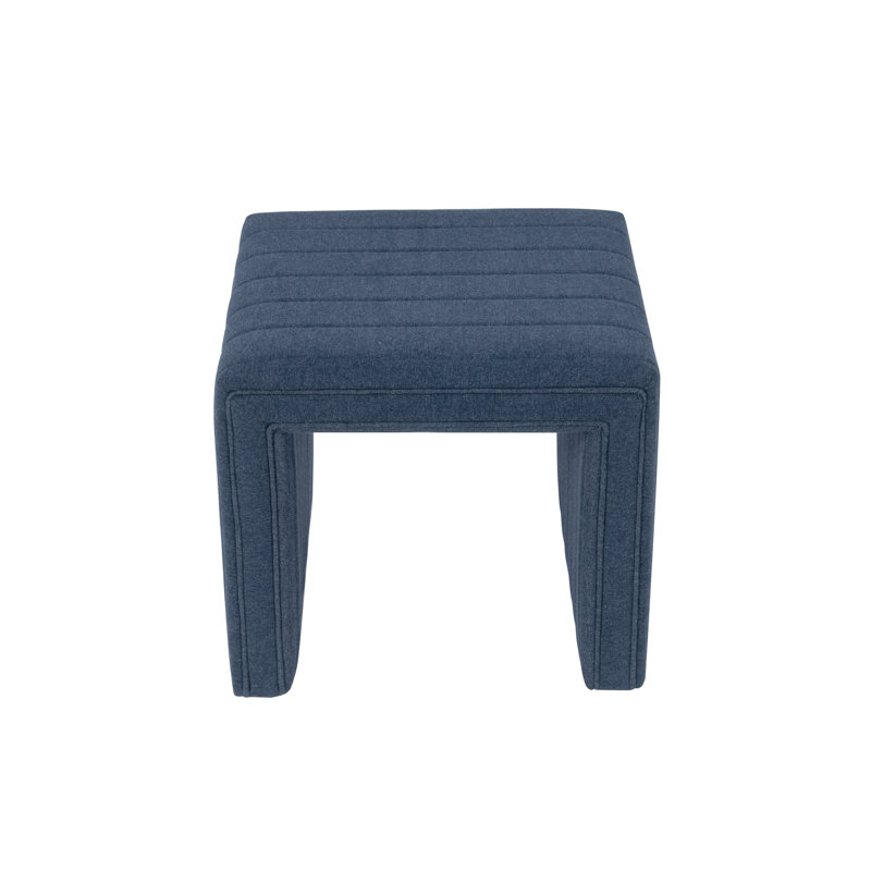 Aurealiz Modern Channel Ottoman, Blue Felted Woven