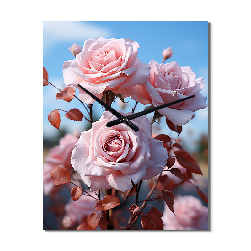 Horloge murale florale rose pastel Elegance I, H 28 po x l 12 po x P 1 po