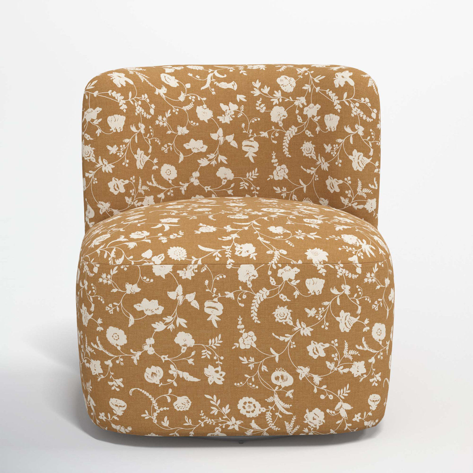 Mariza Swivel Slipper Chair, Robina Floral Ochre