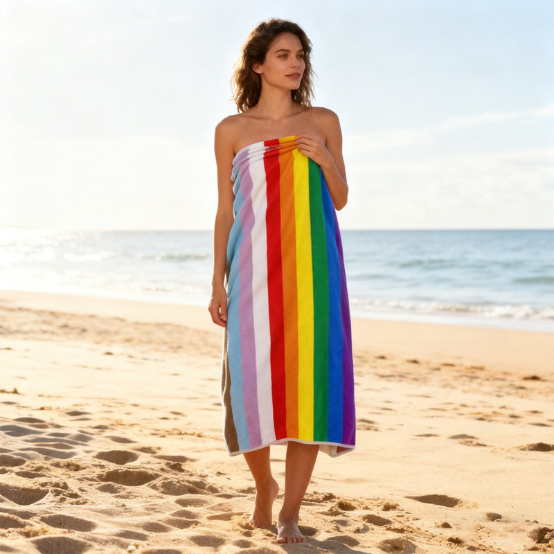 Large Beach Towel (35"X71"), Striped Quick Dry & Sand Resistant, Lightweight Microfiber Sand-Free Towel For Beach, Pool, Yoga, Gym, And Travel
