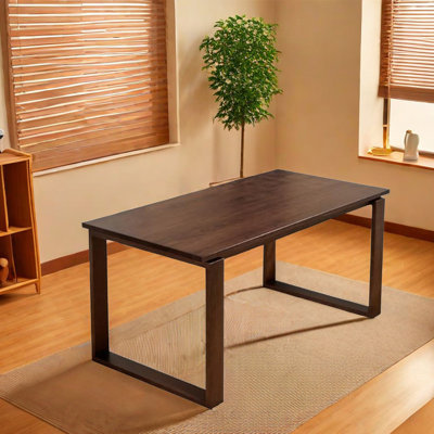 Mehmood Rectangular Solid Wood Top with Solid Wood Base Dining Table