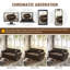 Causeuse brune en velours à deux places de 63 po de style Mid-Century moderne, garniture cloutée, bouton, éponge haute densité, 2 coussins revêtus, design, roulé, sièges, résilient