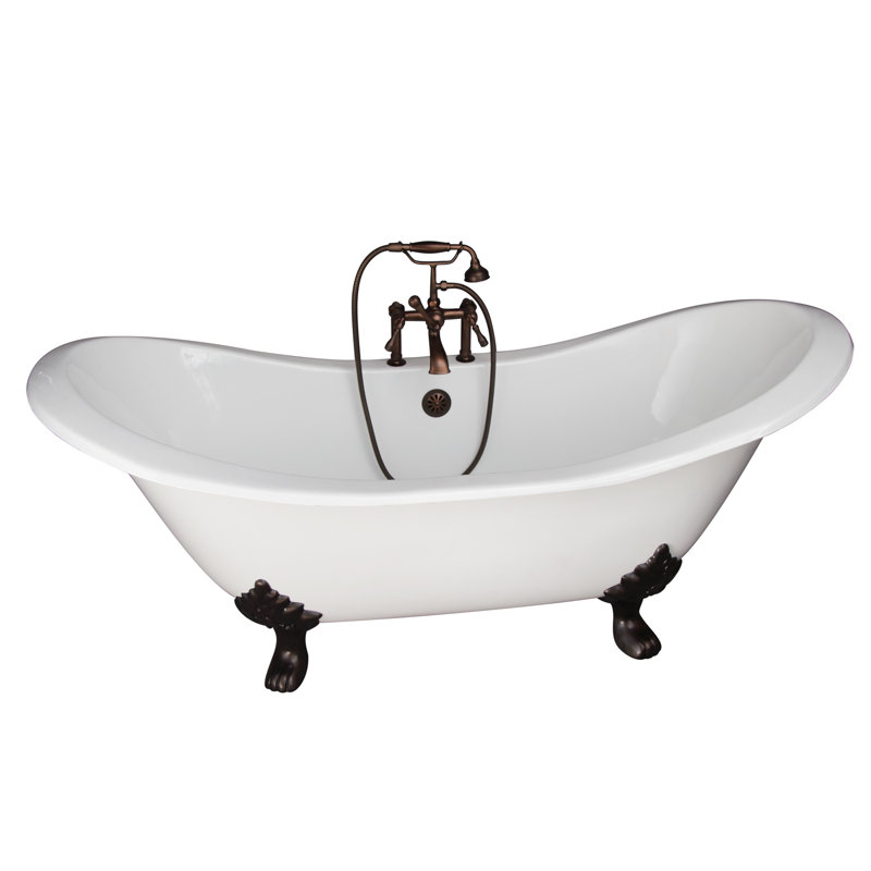 72'' x 31'' Freestanding Soaking Cast Iron Bathtub, Oil Rubbed Bronzed
