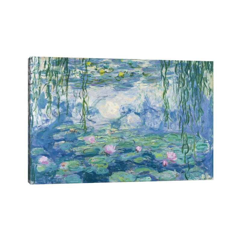 Reproduction de nénuphars, 1916-19 sur toile par Claude Monet, H 26 po x l 40 po x P 1,5 po