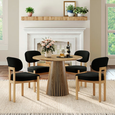 Oval Extendable Dining Table Set, MDF Round to Oval Dining Table 39.37"-70.87", Space-Saving Modern Luxury Kitchen Dining Room Furniture