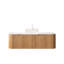 Meuble-lavabo flottant 48 po avec lavabo en verre cristal blanc, tiroirs de rangement, 2 rangements ronds transparents pré-assemblés, système de fermeture en douceur