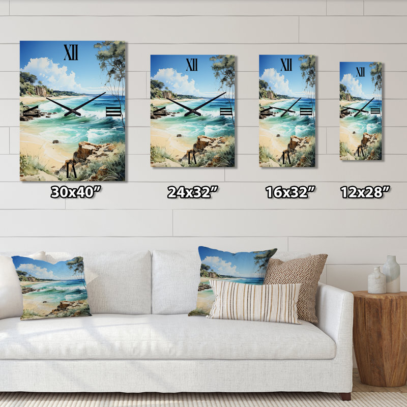 Australie Byron Bay Coastal - Horloge murale moderne nautique et de plage, Petit