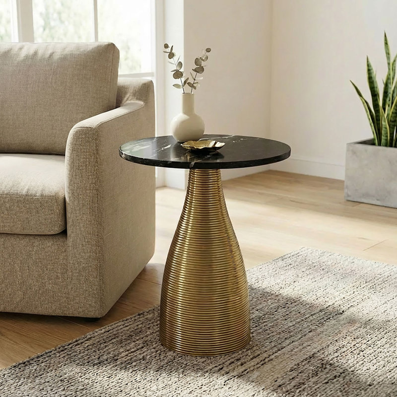 Pedestal End Table, Black