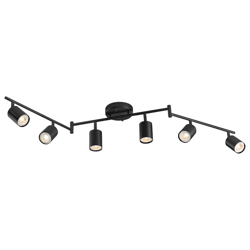 Matte Black Adjustable 6-Light Track Fixture with LED Bulbs