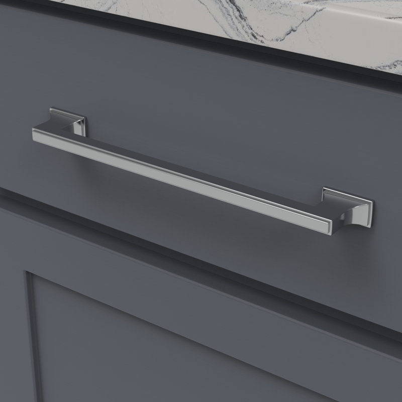 Brownstone Collection Handle Pull - Cabinet Pull - Transitional Hardware for Drawers & Cabinets, Chrome, 8 13/16"