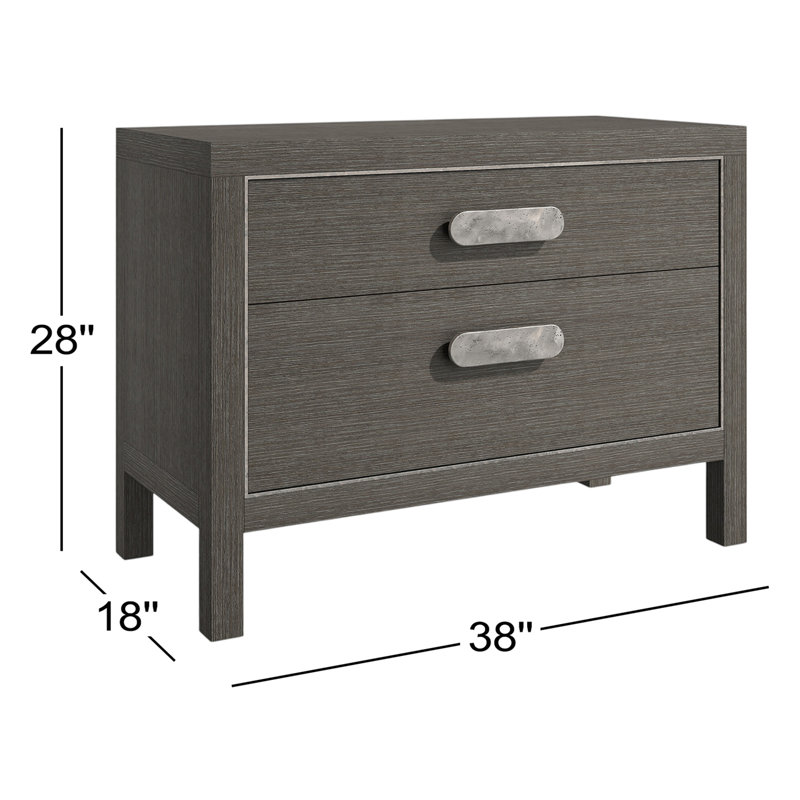Prado Solid Wood Nightstand in Porcini, 28" H x 38" W x 18" D