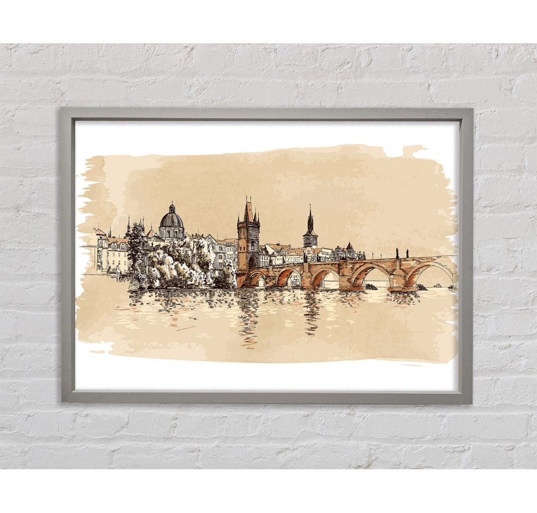 Karlsbrücke Aquarell - Einzelner Bilderrahmen Kunstdrucke auf Leinwand