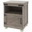 Petite table d'appoint avec tablette ouverte et placard - gris