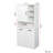 Laundry Cabinet with Doors and shelf, Tilt-Out Laundry Hamper, Multiple Storage Space, Freestanding Style, Open Shelve, Adjustable Shelf, White