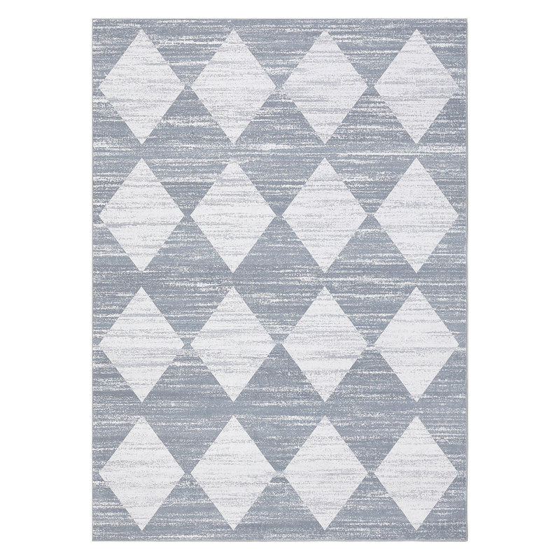 Machine Washable Rugs Distressed Trellis Rug for Living Room Non Slip Stain Resistant Carpet Modern Checkered Farmhouse Floor Cover
