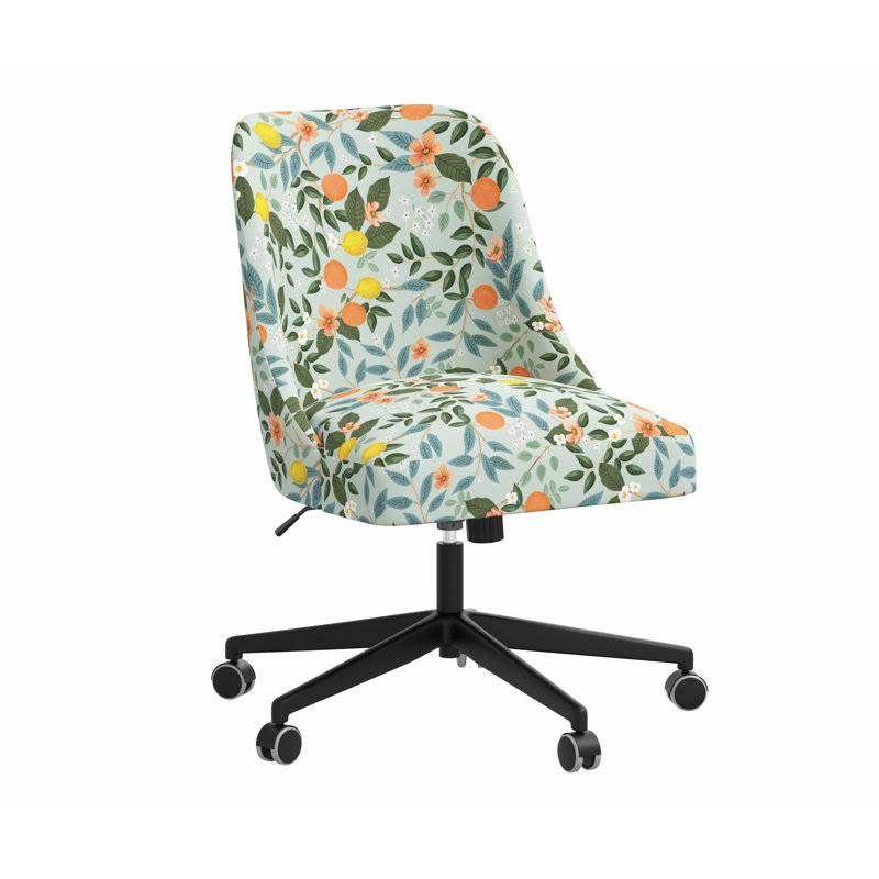 Chaise de bureau Brynn, Lin menthe RPC Citrus Grove, Noir