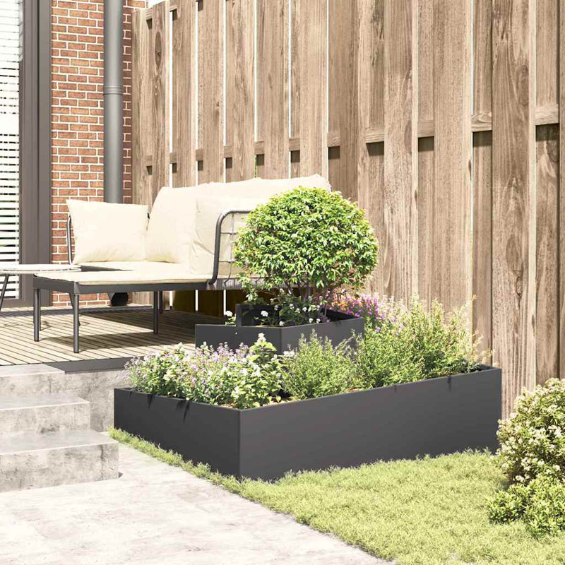 Garden Planter 50 Cm Steel, 50cmH x 100cmW x 100cmD, Black