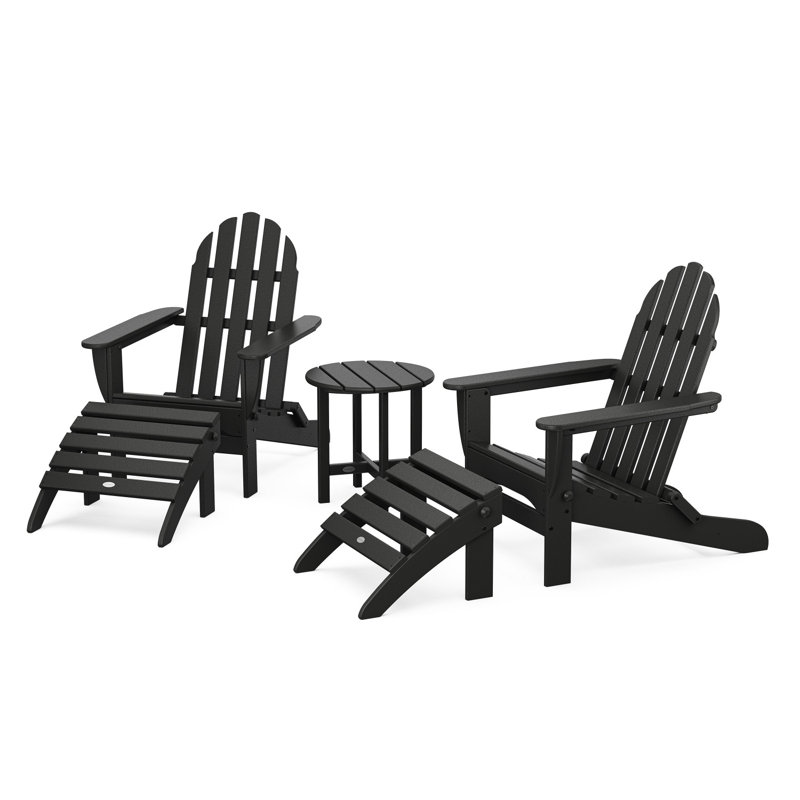 POLYWOOD Classic Adirondack 5-Piece Casual Set, Black