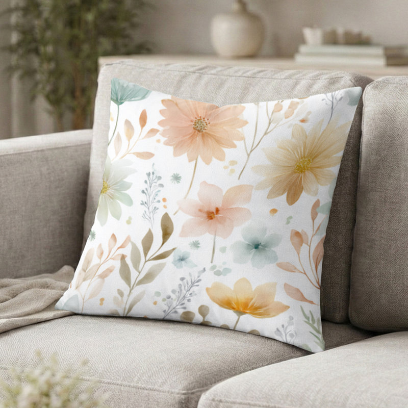 Coussin Floral, H 16 po x l 16 po