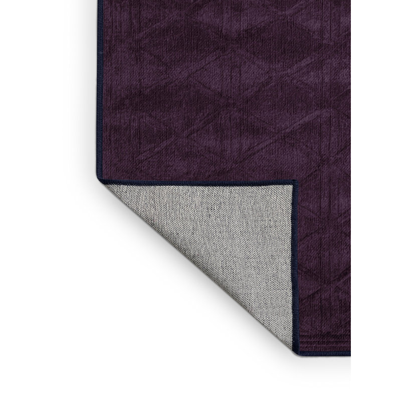 Machine Washable Trellis Purple Area Rug, Round 4'