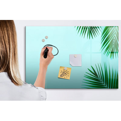 Magnetic Memo Board Whiteboard - 90 x 60 cm - With Marker and Magnets - Tropical leaves