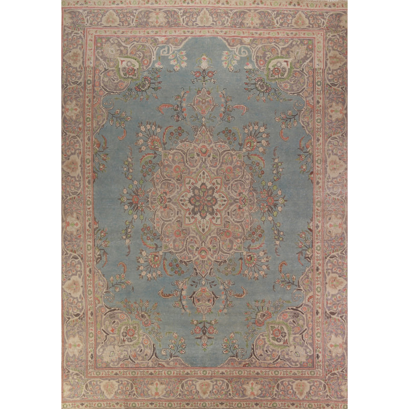 Tapis traditionnel médaillon bleu clair 9 x 12