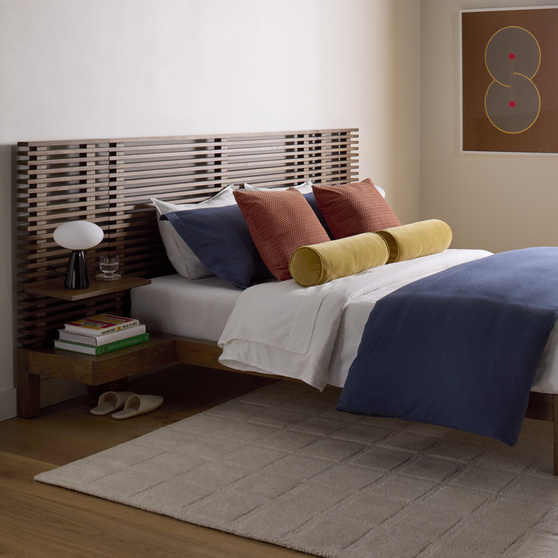 Finnian Unfinished Solid Wood Panel Storage Bed, Walnut, King