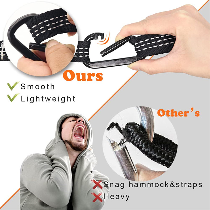 Camping hammock, super light portable parachute hammock with two tree straps single or double nylon travel tree hammocks