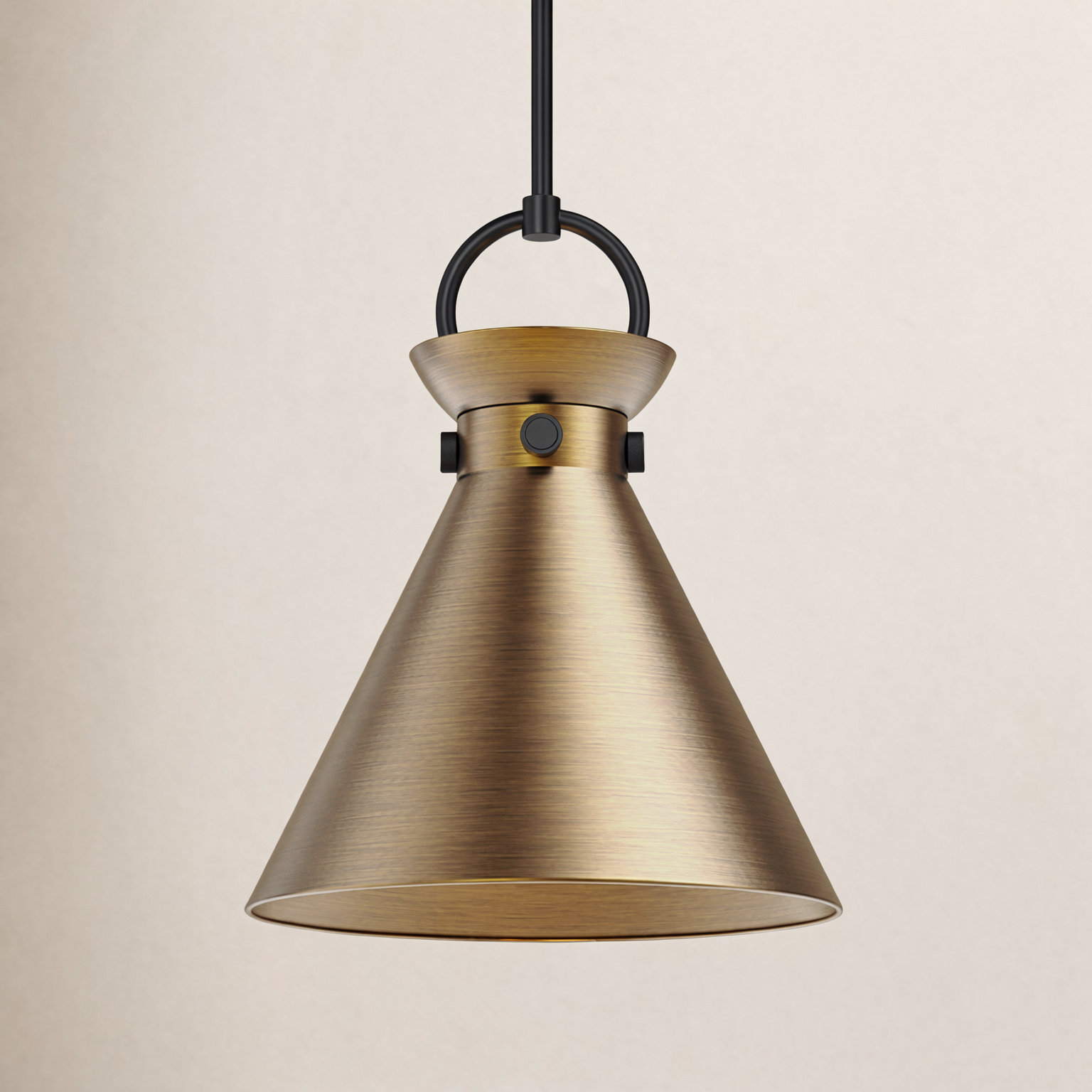 Tiney Single Light Metal Steel Pendant, Gold, Matte Black, 17" H x 14" W x 14" D