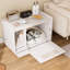 Litière blanche cachée pour chat avec clôture supérieure, table d'appoint pour animal de compagnie et banc de rangement, roues silencieuses, système de ventilation à convection d'air avec contrôle des odeurs, grille, tapis-1027985588