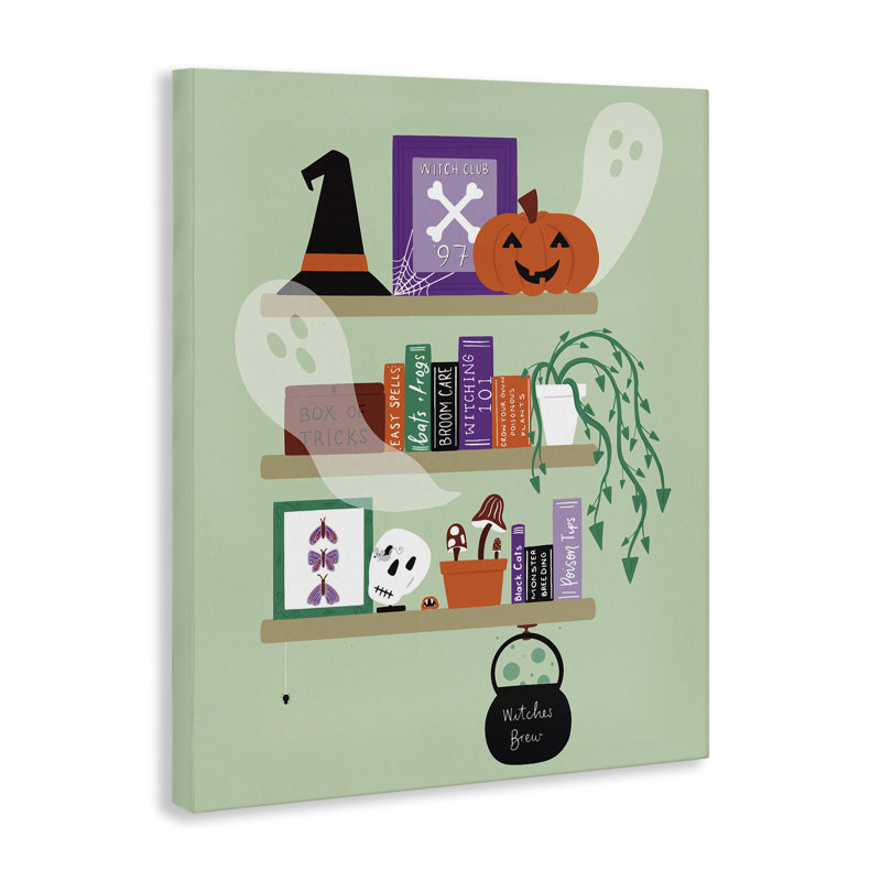 Toile pour bibliothèque Witchy Halloween, design par Sazerelli Designs, H 20 po x l 16 po